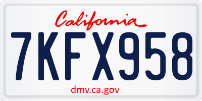 CA license plate 7KFX958