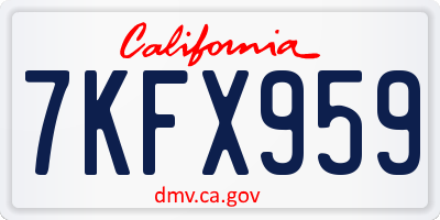 CA license plate 7KFX959