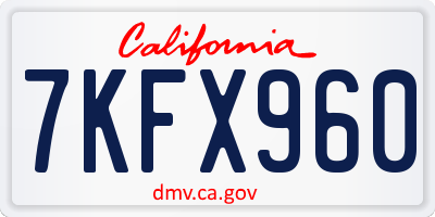 CA license plate 7KFX960