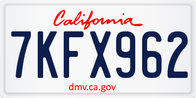 CA license plate 7KFX962