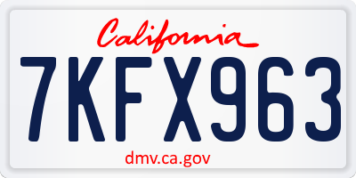 CA license plate 7KFX963