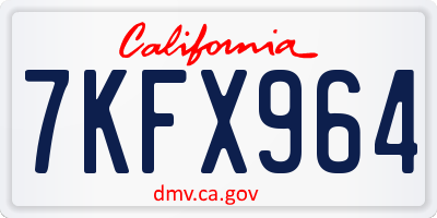 CA license plate 7KFX964