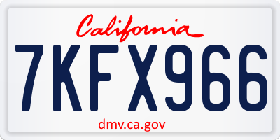 CA license plate 7KFX966