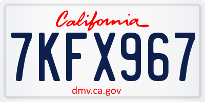 CA license plate 7KFX967
