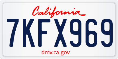 CA license plate 7KFX969