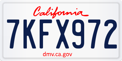 CA license plate 7KFX972