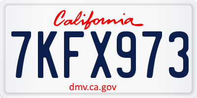 CA license plate 7KFX973