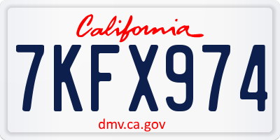 CA license plate 7KFX974