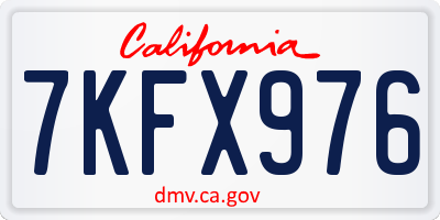 CA license plate 7KFX976