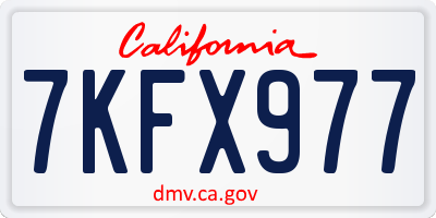 CA license plate 7KFX977