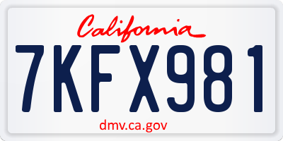 CA license plate 7KFX981