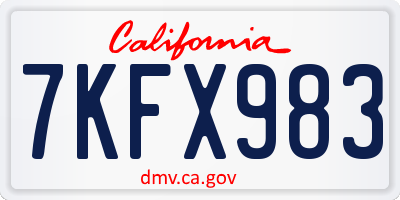 CA license plate 7KFX983