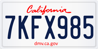 CA license plate 7KFX985