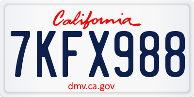 CA license plate 7KFX988