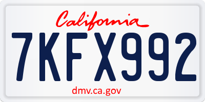 CA license plate 7KFX992