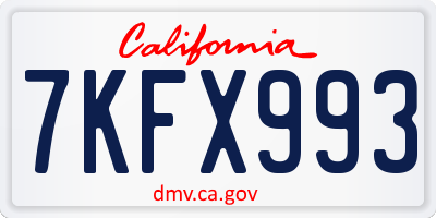 CA license plate 7KFX993