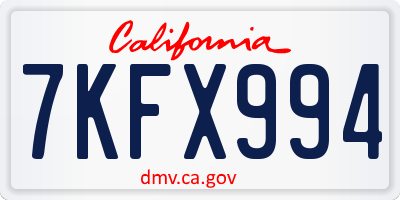 CA license plate 7KFX994