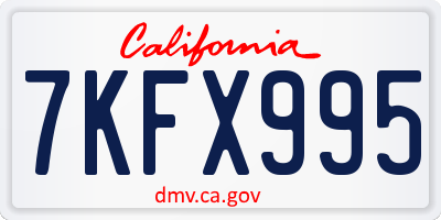 CA license plate 7KFX995