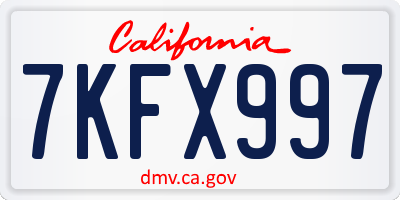 CA license plate 7KFX997