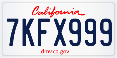 CA license plate 7KFX999