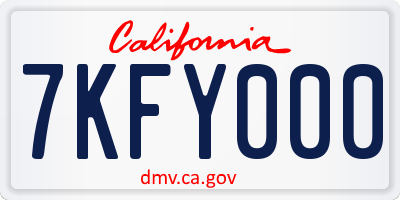 CA license plate 7KFY000