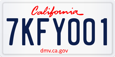 CA license plate 7KFY001