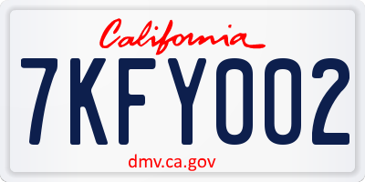 CA license plate 7KFY002