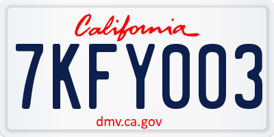 CA license plate 7KFY003