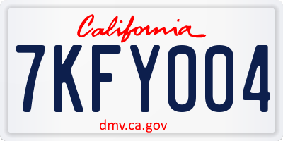 CA license plate 7KFY004