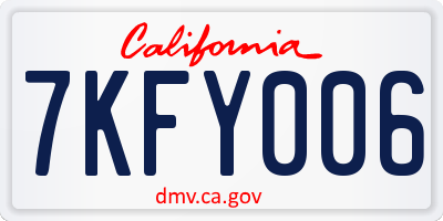 CA license plate 7KFY006
