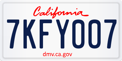 CA license plate 7KFY007