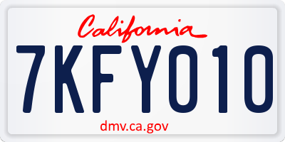 CA license plate 7KFY010