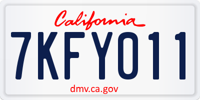 CA license plate 7KFY011