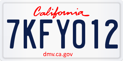 CA license plate 7KFY012