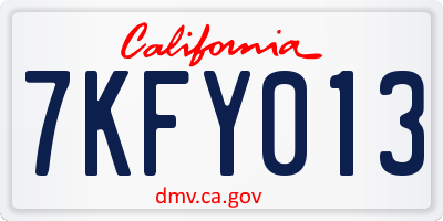CA license plate 7KFY013
