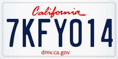 CA license plate 7KFY014