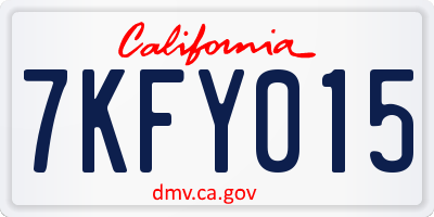 CA license plate 7KFY015