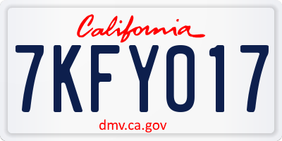 CA license plate 7KFY017