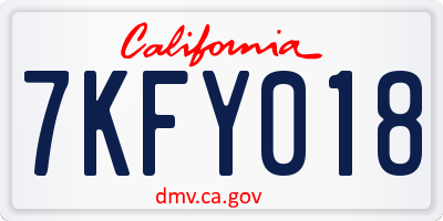CA license plate 7KFY018