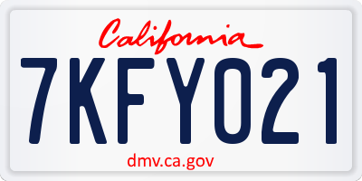 CA license plate 7KFY021