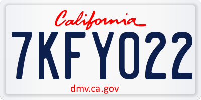 CA license plate 7KFY022