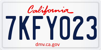 CA license plate 7KFY023