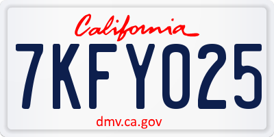 CA license plate 7KFY025