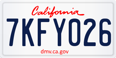 CA license plate 7KFY026
