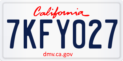 CA license plate 7KFY027