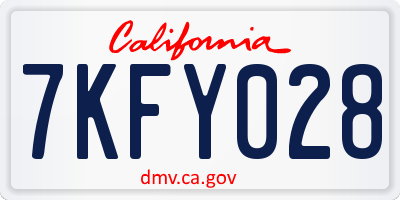 CA license plate 7KFY028