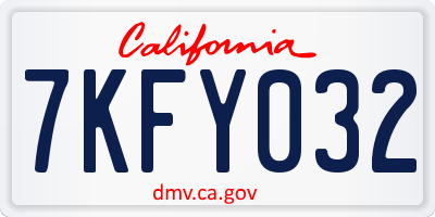 CA license plate 7KFY032