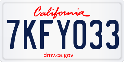 CA license plate 7KFY033