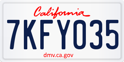 CA license plate 7KFY035