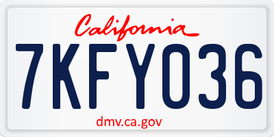CA license plate 7KFY036